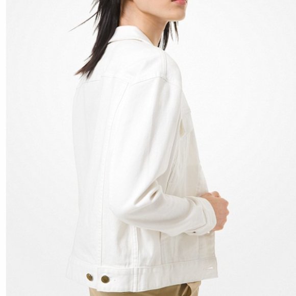 Michael Kors MK Logo White Denim Boyfriend S-L New - Picture 2 of 3